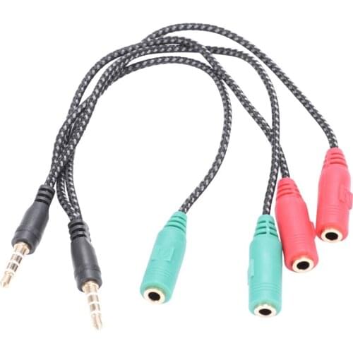 Cable Adapter 2 In 1 Splitter 4 Pole 3.5mm Audio Earphone Headset to 2 Female Jack Headphone Mic Audio Cable 3 pole for PC
