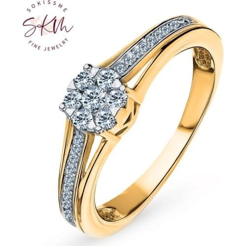 SKM 14k 18k yellow gold moissanite rings for women Engagement wedding rings designer Luxury Fine Jewelry
