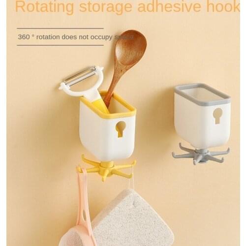 Bathroom Kitchen Rotary Hook Creative No Mark No Punch Hook Multi Function Suction Cup Hook 6 Claws Behind The Door Hanger