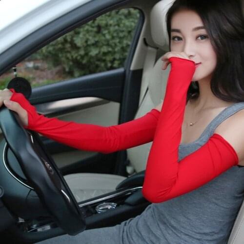 2018 Summer Women Sun Gloves Thin Long Half Finger UV Sleeve Cotton Bike Driving Arm Sleeves Wholesale
