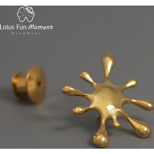 Lotus Fun Moment Real 925 Sterling Silver Natural Creative Designer Fine Jewelry Splashing Metal Brooches for Women Bijoux