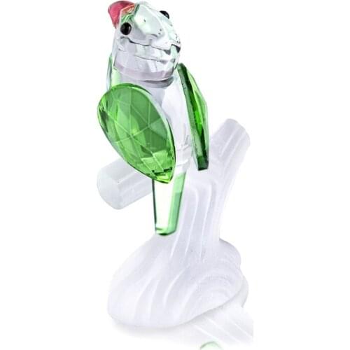 H&D Handmade Mini Crystal Parrot Ornament Art Glass Bird Animal Figurines Miniature Collectible Home Wedding Decor XMAS Gift