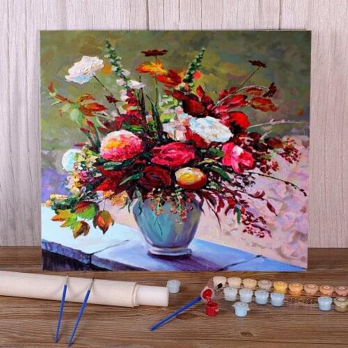 Landscape Flowers Coloring By Numbers Painting Set Oil Paints 40*50 Paiting By Numbers Loft Picture For Kids Art