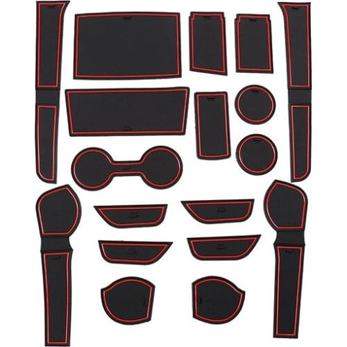 Anti-slip Car Door Rubber Cup Cushion Red Gate Slot Pad For Toyota Hilux 2015 2016 2017 2018 2019-2021 Interior Mat Accessories