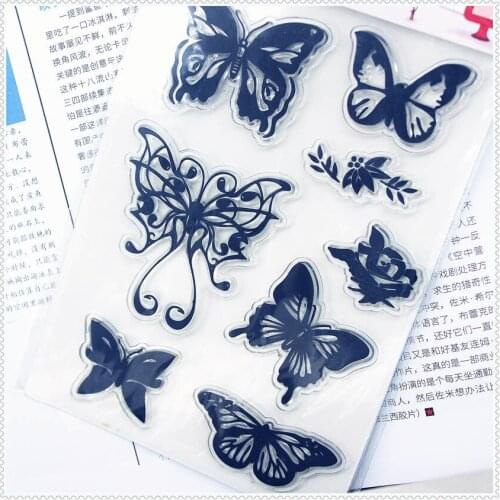 PANFELOU 11.3*15.56cm The butterfly series Transparent Silicone Rubber Clear Stamps cartoon for Scrapbooking/DIY wedding album