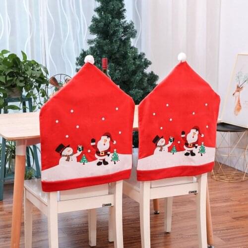 Christmas dining table non-woven chair cover cartoon old man snowman stool cover decoration home party decoration chair cover