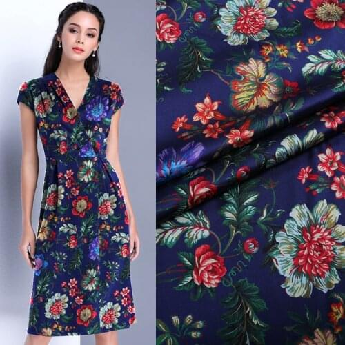 Customized Digital Inkjet Heavy Silk Stretch Satin Fabric Summer Soft Smooth Satin Shirt Cheongsam Clothing Fabric