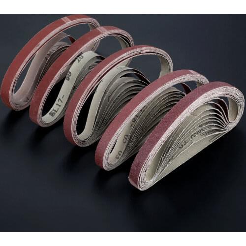 10Pcs/set 60 to 600 Grit 15mm x 452mm Sanding Belts for Angle Grinder Sanding Belt Adapter Polishing Sanding Grinding