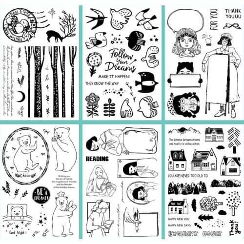 Handbook transparent silicone seal Nordic minimalist DIY decorative hand account rubber stamp childrens toy decoration