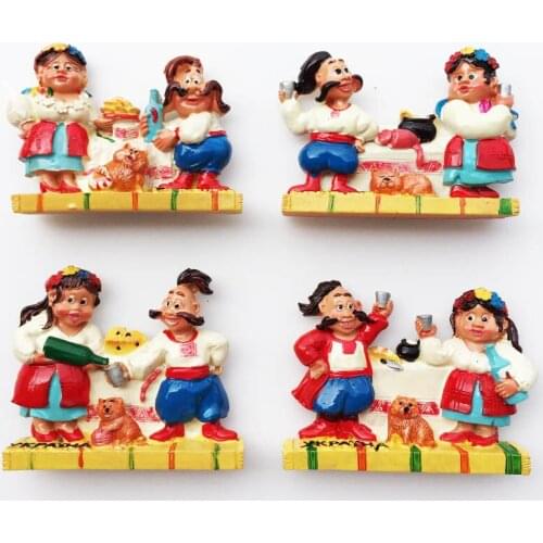 Ukraine Creative Tourism Memorial Decoration Crafts Family Drinking Folk Custom Three-dimensional Painted Magnetic Fridge Magnet