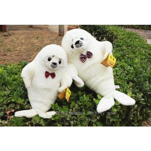 High quality goods white bent seal, with bowtie seal plush toy,Christmas gift h37