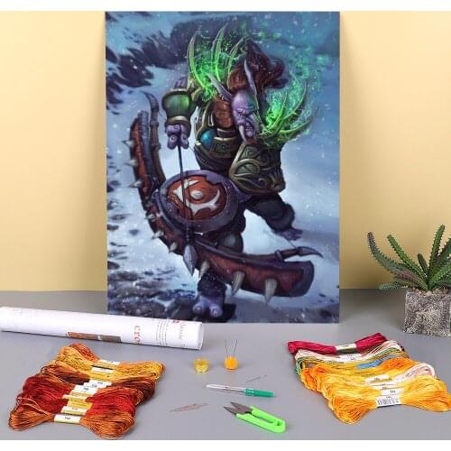 World Of Warcraft Pre-Printed 11CT Cross-Stitch Embroidery Full Kit DMC Threads Craft Knitting Needlework Handicraft Counted
