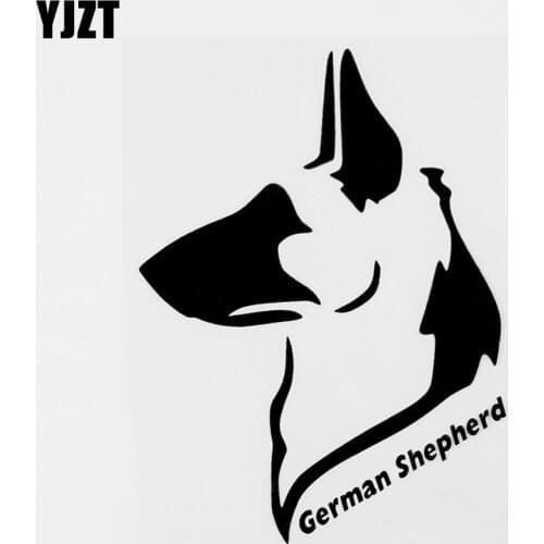 YJZT 10CMX13.7CM Funny Animal German Shepherd Vinyl Car Sticker Decal Black/Silver 8C-0146