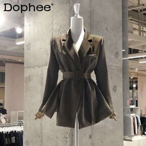 Mid-Length Suit Coat Women 2021 Spring and Autumn New Loose Casual Slim Waist Design Elegant Small Blazer Jacket for Female