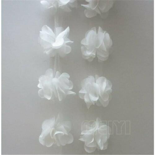 1 feet Width 5cm White 3D Chiffon Flower Lace Edge Trim Ribbon Embroidery Applique Sewing Craft Crochet Wedding Dress Clothes