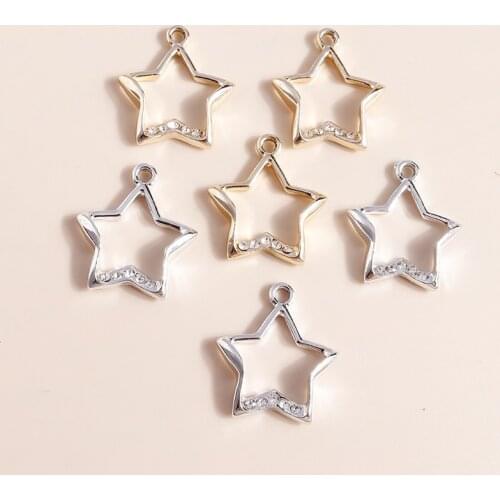 10pcs 20*23mm Hollow Big Crystal Stars Charms Necklaces Earrings Earrings Making Accessories diy Jewelry Pendants Making Craft