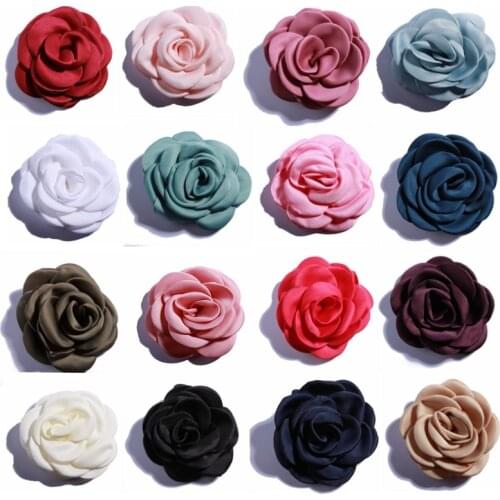 200PCS 9.5CM Newborn Big Burned Eage Flower For Hair Clips Rolled Rose Satin Fabric Flowers For Apparel Hair Accessories