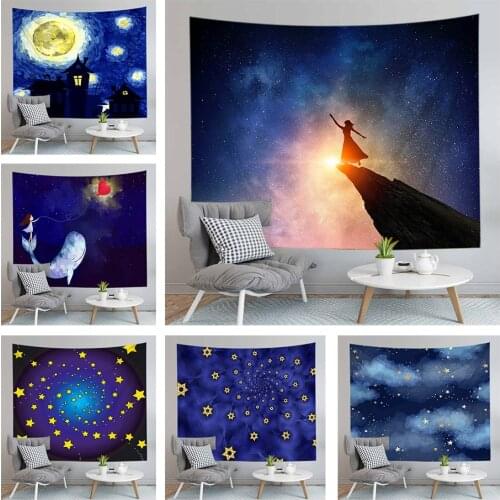 3D Night Starry-sky Tapestry Wall Hanging Bedspread Dorm Cover Beach Towel Backdrop Home Room Art Multiple Sizes