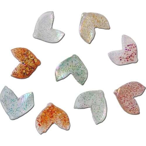 Acrylic Plastic Glitter Fish Tail Pendant Earring Accessories Eardrop Necklace Charms Jewelry Finding Making Diy Material 10pcs