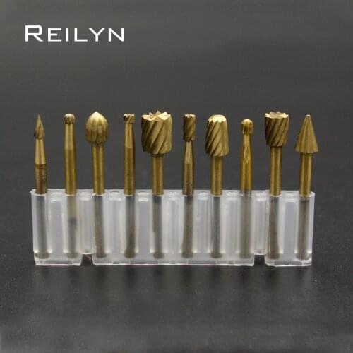 Free Shipping 10pcs woodworking milling cutter woodworking graver carver bits rotary file set for dremel/rotary tool