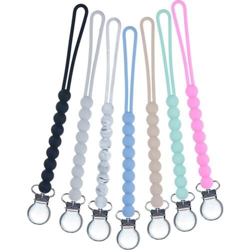 Chenkai 10PCS Silicone Round Pacifier Clips Chain BPA Free DIY Baby Infant Teething Pacifier Dummy Nursing Soother Sensory Toys