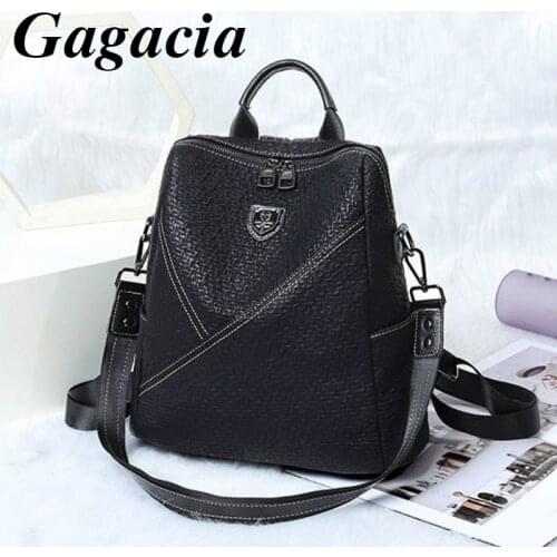 Gagacia Women Fashion Backpack New 2021 Genuine Leather Waterproof Backpacks For Teenage Girl High Quality Anti-theft Travel Bag