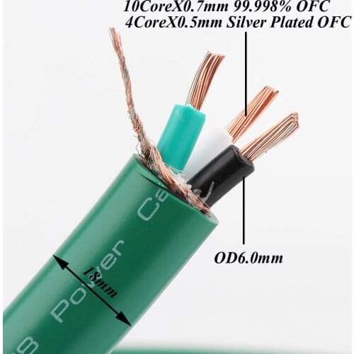 Hi-End 2328 5N Silver plated pure copper braid AC power cable 11AWG hifi power core Audiophile power line main supply cable