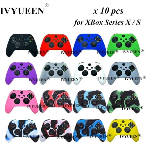 IVYUEEN 10 PCS for XBox Series X S Wireless Controller Silicone Gel Case Gamepad Protective Skin Cover Analog Thumb Sticks Caps