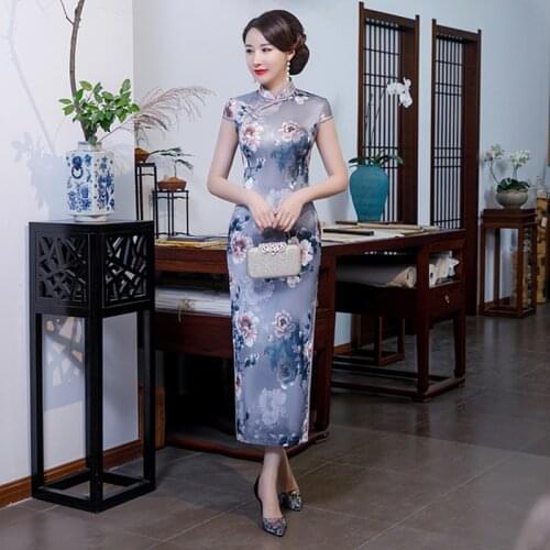 Chinese retro performance cheongsam dress платье women catwalk cheongsam XL young girl improved dress mid-length daily cheongsam