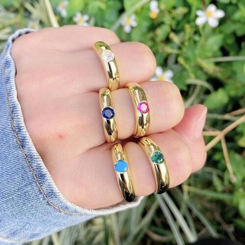 10Pcs Trendy Rings color CZ Zircon Micro Pave Finger Ring gold plated Adjustable Women Ring jewelry Hand ring