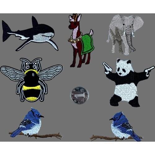 Cartoon Elephant Fish Animals Fabric Patch Embroidery Iron On Patches For Clothing Bag DIY Decor Clothes Stickers Applique Badge