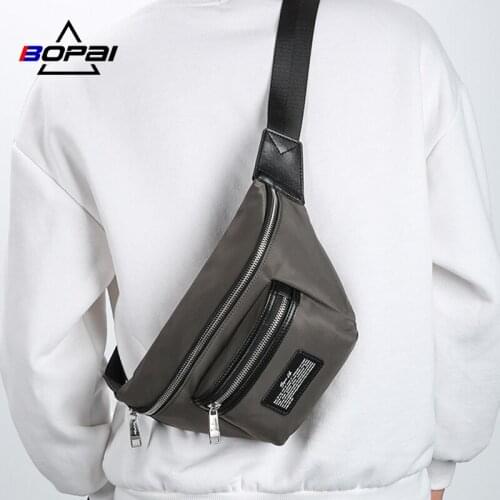 BOPAI Men Chest Bag 2021 New Style Large Capacity Fashion Cross Body Waist Pack Male Daily Outdoors Trip Single Strap Belt Pouch