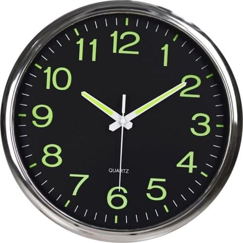 Wall Clock Glow In The Dark Silent Quartz Indoor Outdoor Luminous Decors 12inch