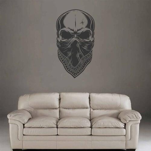 Skull Gangsters Wall Decals Living Room The Dead Skull Vinyl Stickers for Bedroom Boys Home Decor Poster Murals 3671