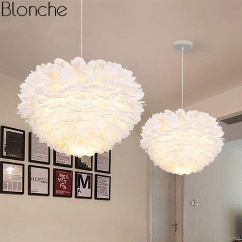 Nordic Feather Pendant Lights Modern Led Hanging Lamp For Dining Room Kitchen Luminaire Home Decor Romantic Lighting Fixtures