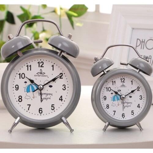 New Free Ship 1 pcs Metal Alarm Clock Candy Color 2 Size Student Desktop Wake Up Alarm Clock Desk Table Clock Vintage Home Decor