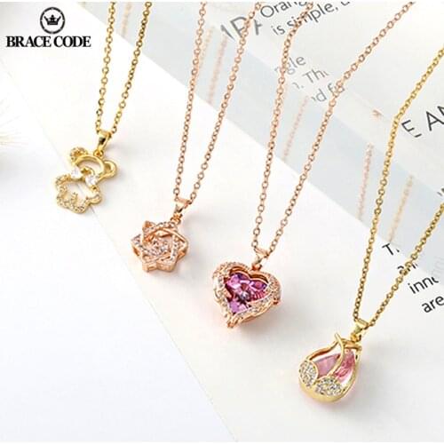 New Shell Pearl Bear Simple Style Necklace Female Zircon Micro-inlaid Short Clavicle Chain Temperament Personality Small Jewelry