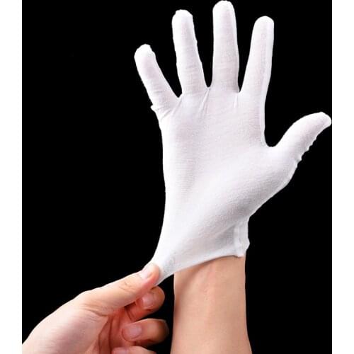 White Cotton Work Gloves Household Cleaning Craft Handling Gloves For Coin Jewelry Inspection Gloves Thin Soft Protect Hands 12X