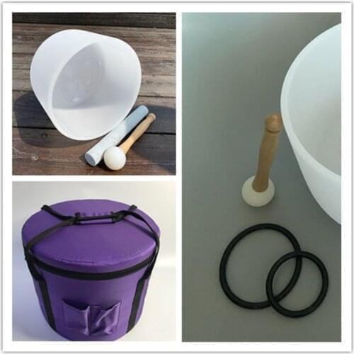 2pcs Set Of 432hz 8"10" Chakra Frosted Quartz Crystal Singing Bowls With Free Carry Bag and Mallet