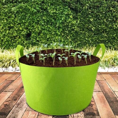 Garden Plant Container Planting Pots Root Pouch Portable With Handles Non-Woven Green Repeated Use Supply Gallon Bags