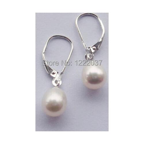 New Natural Freshwater Pearl 8-9mm White Earring AAA 925 sterling silver
