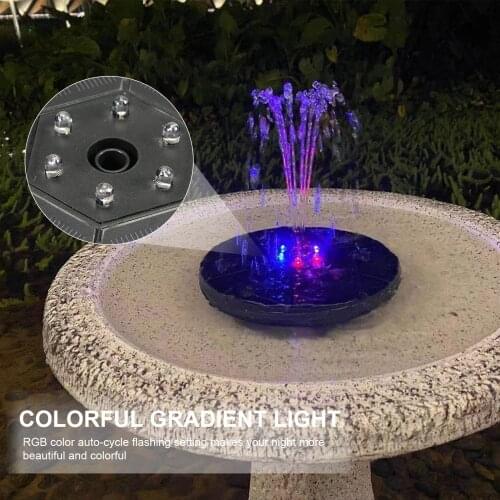 LED Solar Floating Fountain Pump with 24LED Light Free Standing Bird Bath Fountain Pump for Bird Bath Garden Pond Patio