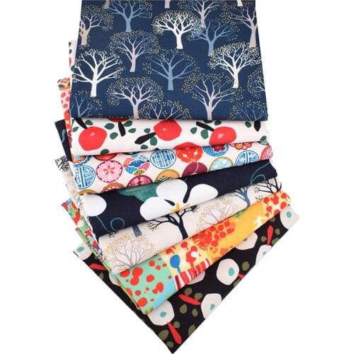 Printed Cotton Linen Fabric,For DIY Quilting & Sewing Sofa,Table Clothes,Curtain,Bag,Cushion Material,Trees ＆ Flowers Series