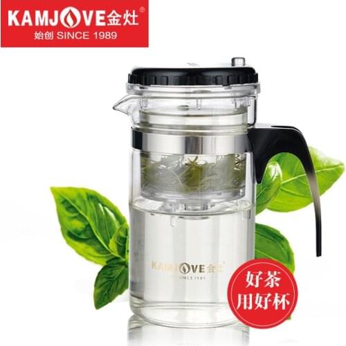 [GRANDNESS] TP-120 Kamjove Art Tea Cup * Mug & Tea Pot 200ml Glass Teapot Press AUTO-OPEN Flower Tea Pot Convenient Office Pot