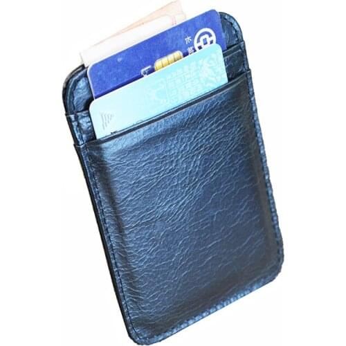 100% Cow Leather Vertical Antique Flat Khaki Card Holder 5 pockets Glossy credit Round Corner Vintage Genuine Leather card case