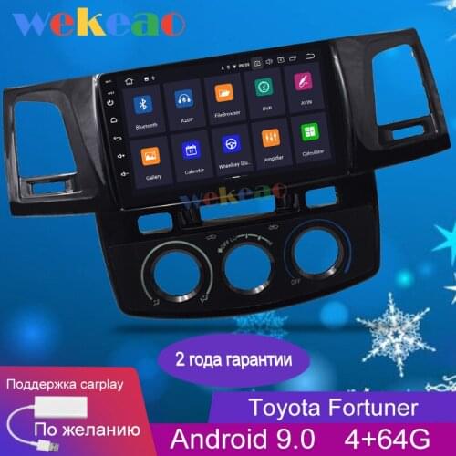 Wekeao 9'' Android 9.0 Car Dvd Multimedia Player For Toyota Hilux Fortuner Car Radio GPS Navigation 2012-2015 WIFI Bluetooth