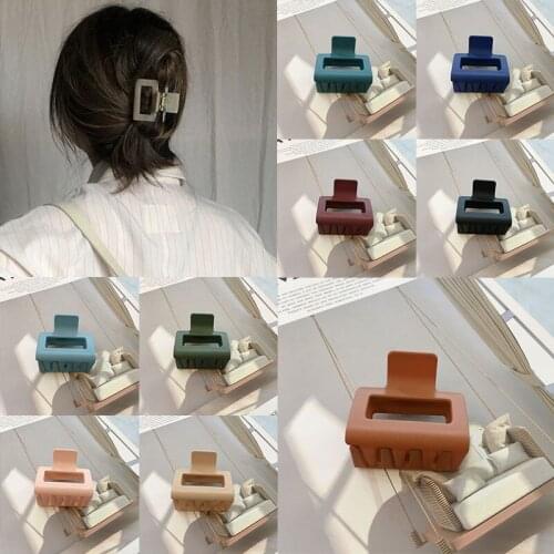New INS Korean Frosted Barrettes Headwear Multicolor Acrylic Geometric Square Hollow Shark Hair Clip Ponytail Hair Accessories