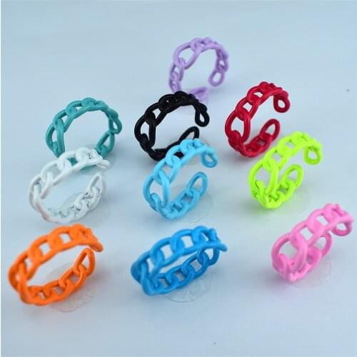 Cuban chain ring style colorful ring for woman man lover retro couple ring paint finger ring jewelry