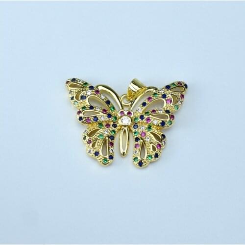 2 pieces / wholesale 2021 Korean fashion gold inlaid Butterfly Pendant DIY semi-finished womens exquisite jewelry