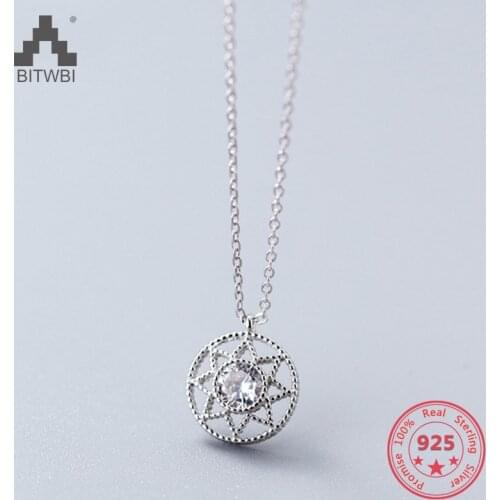2018 New Style S925 Sterling Silver Classical Bling Bling Zircon Round Pendants Necklace Womem Jewelry